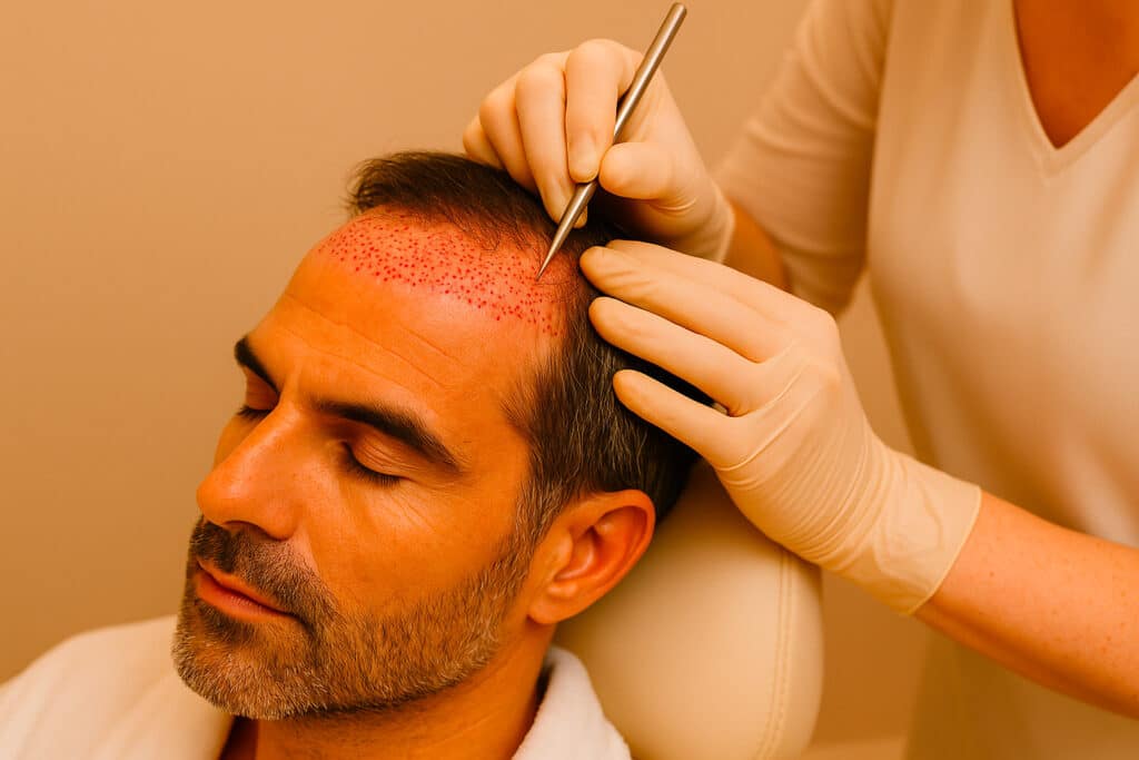 homme greffon cheveux a bordeaux