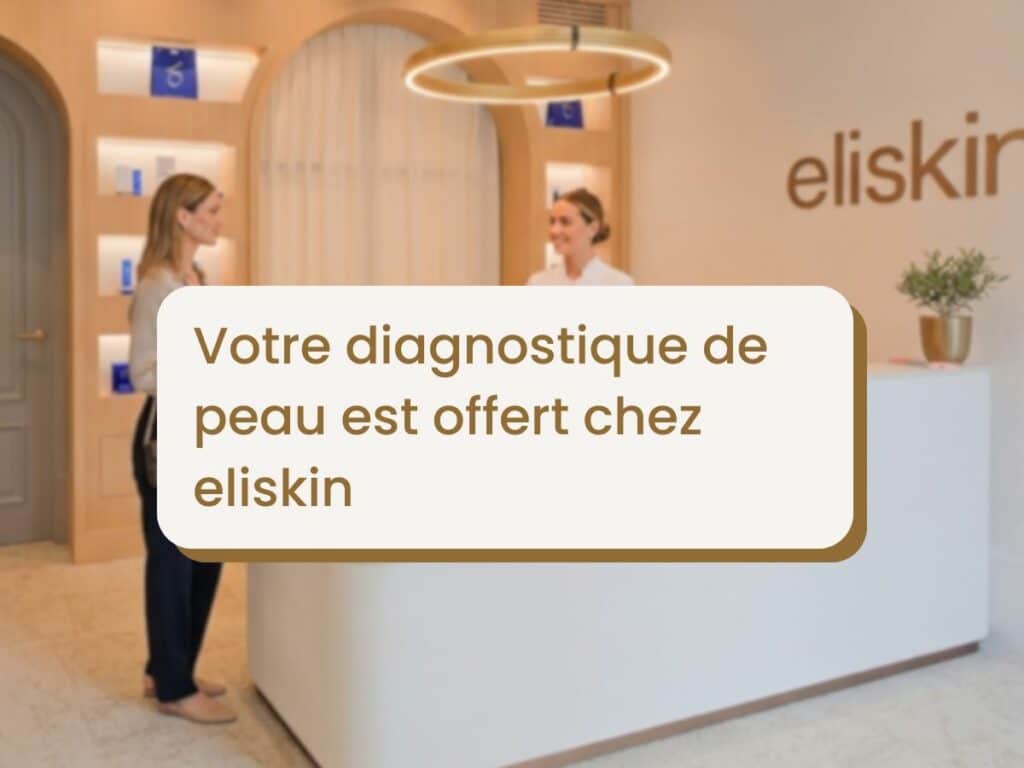 Femme à l'accueil du centre esthétique eliskin pour un diagnostique de peau eliskin